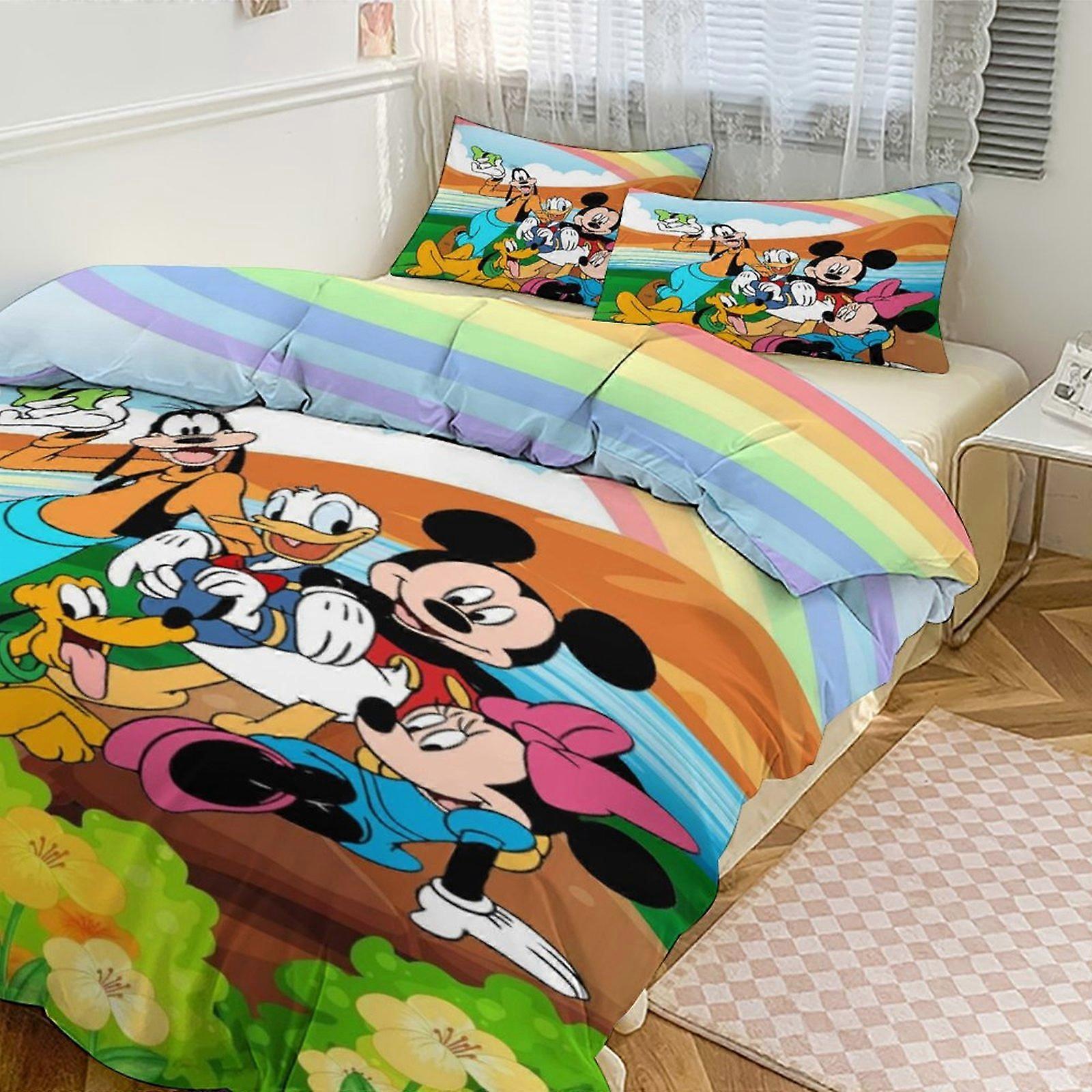 Ez231 Mickey Print Bedding Set Pattern Duvet Cove Set 3 Pieces 1 Quilt Cover And 2 Pillowcases for Women Men Teens Multiple sizes to choose from IU231