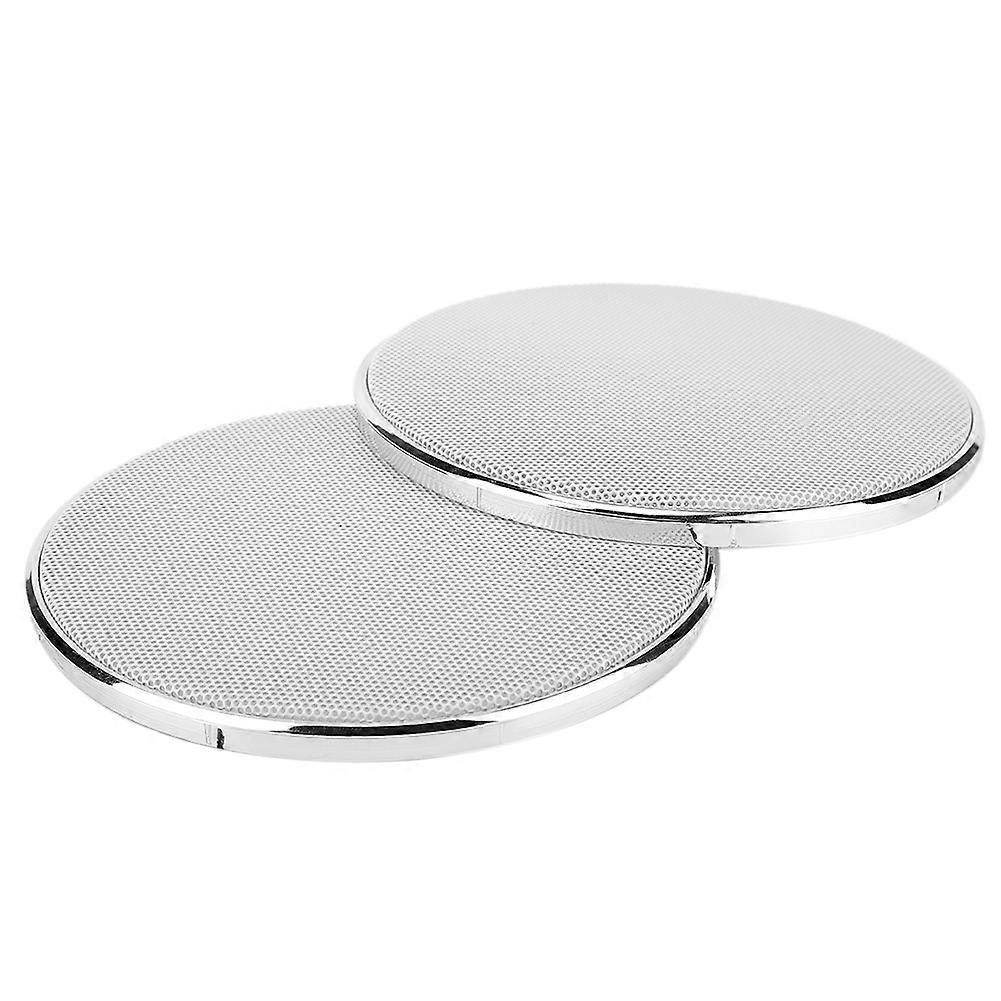 5in Plastic Frame White Mesh Car Audio Speaker Grill Guard Protector Cover(2pcs)