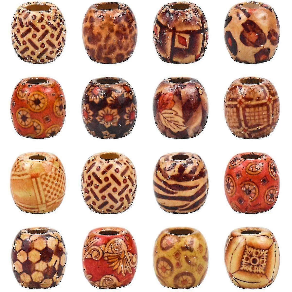 100pcs/200pcs الخرز الخشبي للحرف اليدوية، كبيرة ثقب الخرز ل Macrame لسوار قلادة المجوهرات صنع دي الشعر جديلة، 9mm
