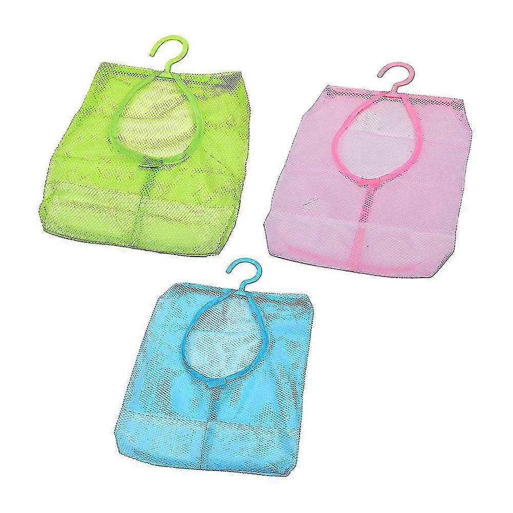 3 Pcs Clothes Peg Bag Storage Basket With Hooks Hanging Net Storage