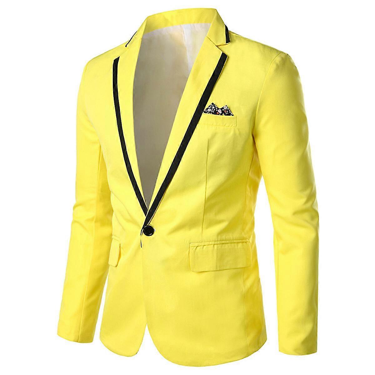 VAWAN Mens Business Casual One Button Solid Color Party Wedding Blazer