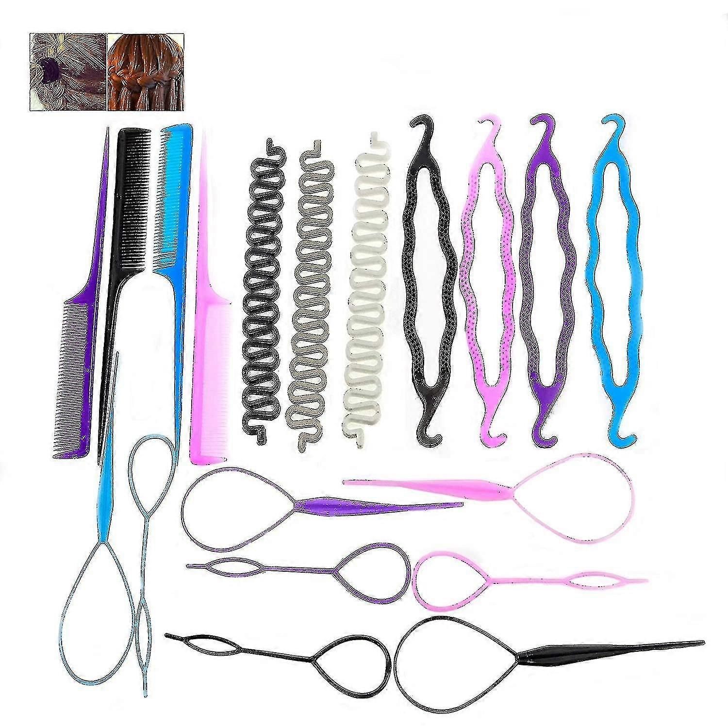 19 Pcs H Bing Tool, Diy H Styling Tool Kit Updo Maker Accessories Topsy H B Kit -