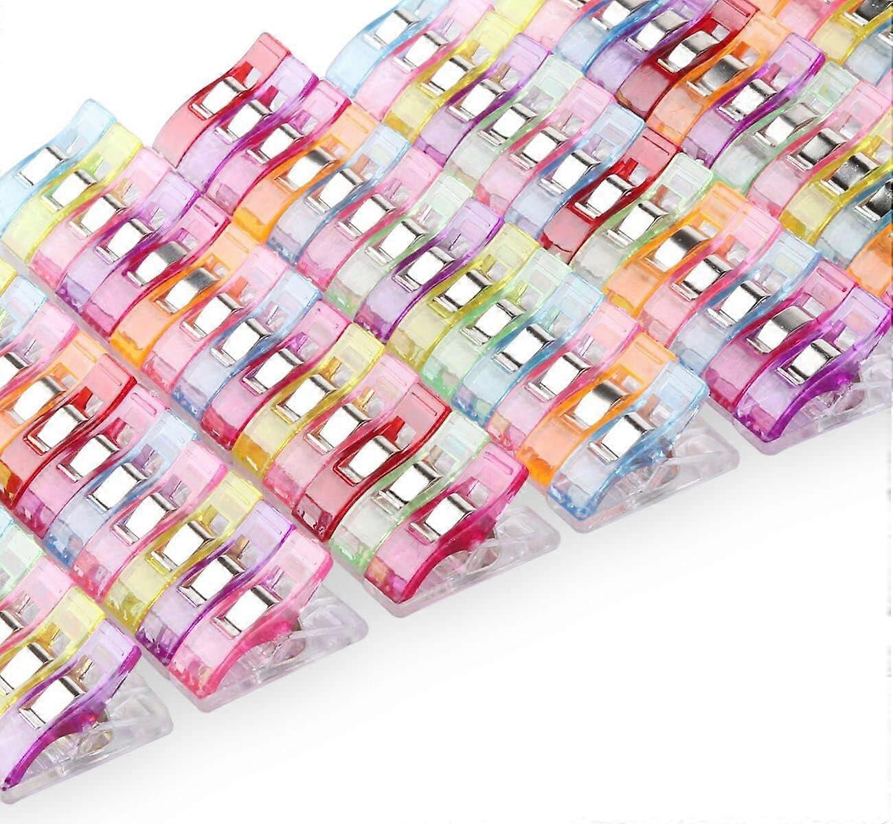 100PCS Plastic DIY Sewing Clamp Clips for Binding Patchwork Crochet Knitting Craft Assorted Colors