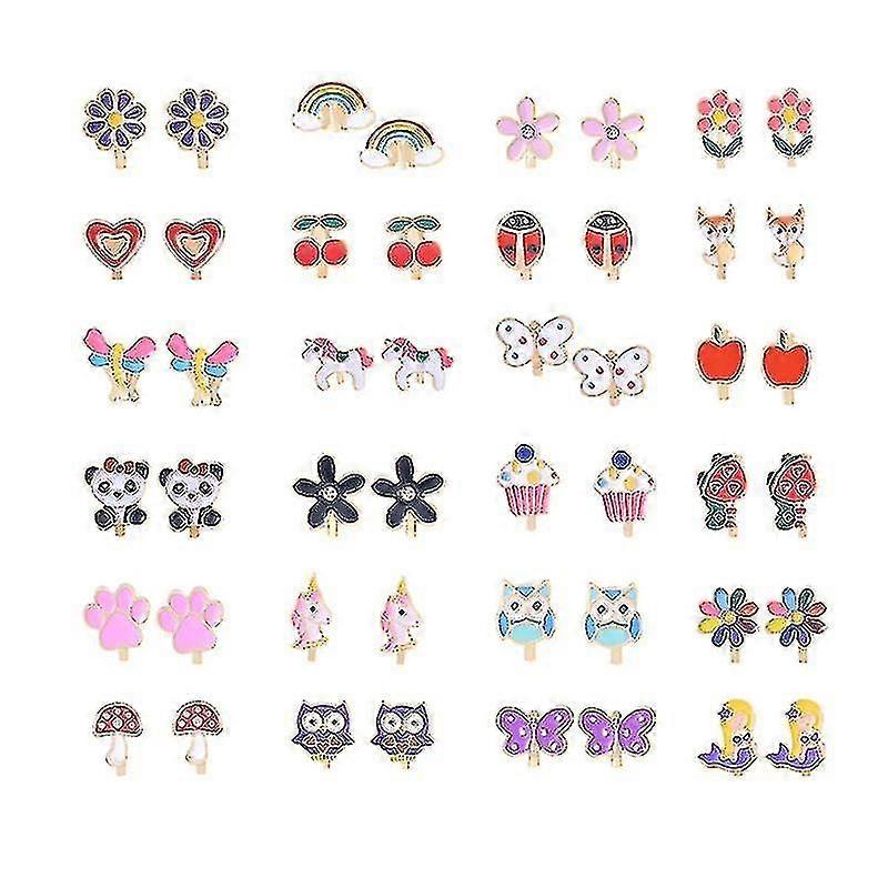 女の子用クリップ式イヤリング 20組 子供用 かわいい花のイヤリング プリンセスドレスアップ