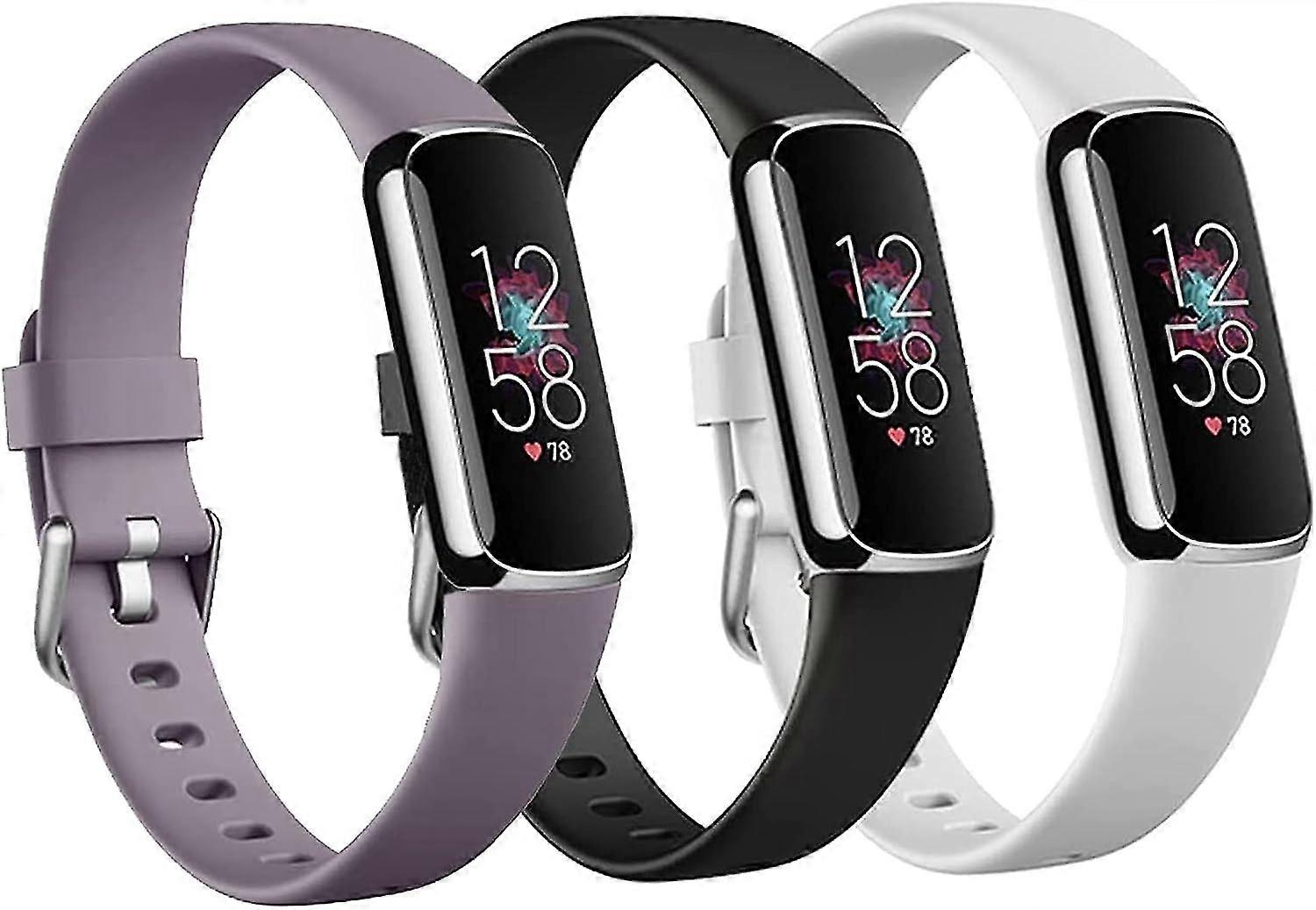 3-pack Soft Silicone Replacement Straps For Fitbit Luxe - Adjustable Bands