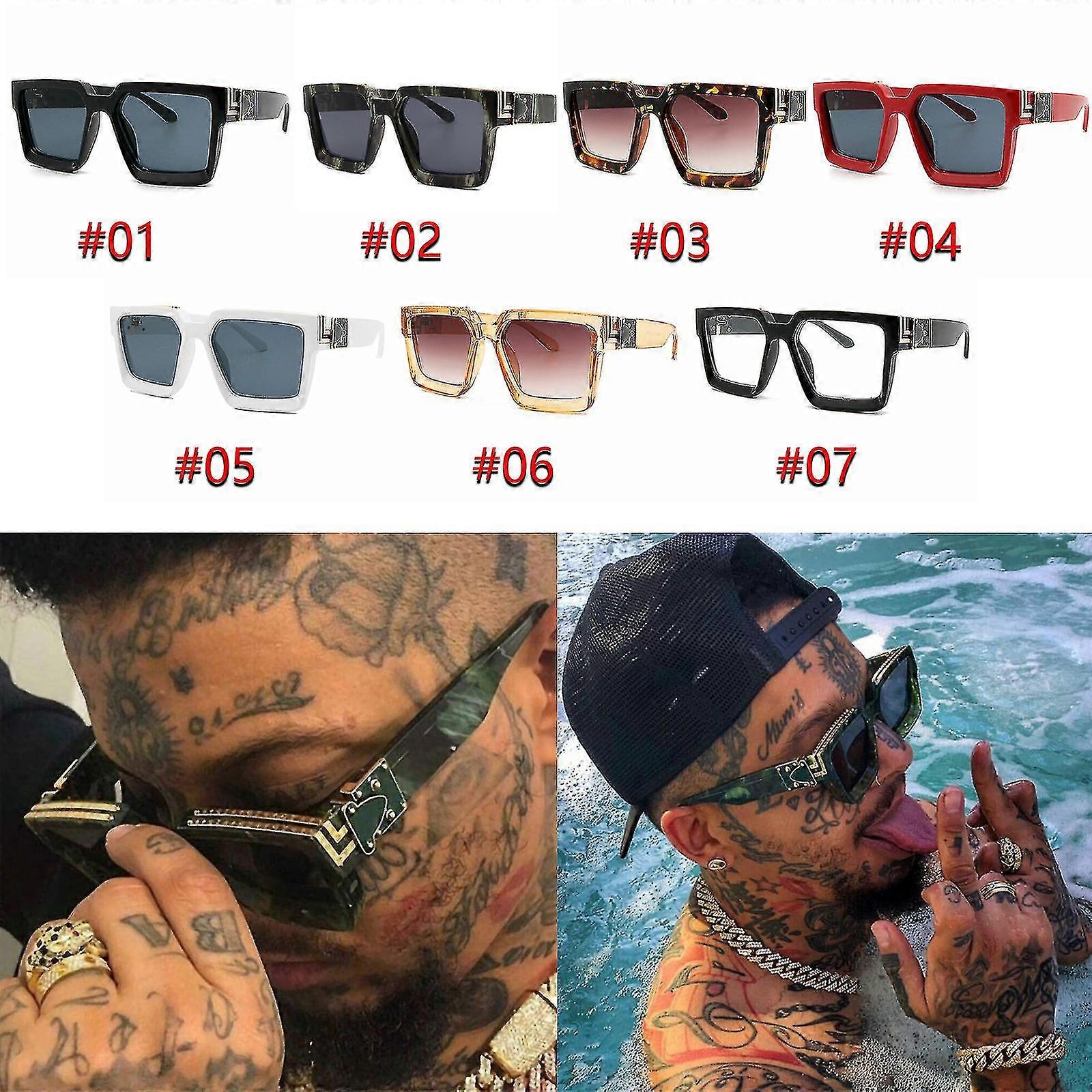 Oversized Thick Frame Square Sluneční brýle Retro Pánské Dámy Jbalvin Hip Hop Brýle