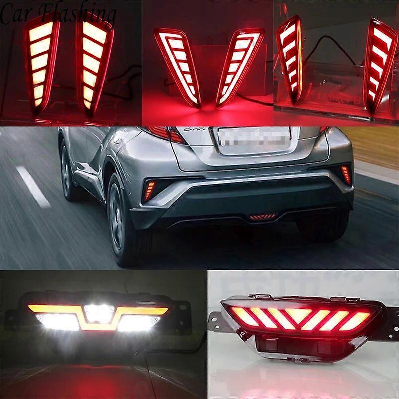 Car Flashing 1 Set For Toyota C-HR CHR 2016 2017 2018 2019 LED Reflector Lamp Rear Fog Lamp Rear Bumper Brake Light