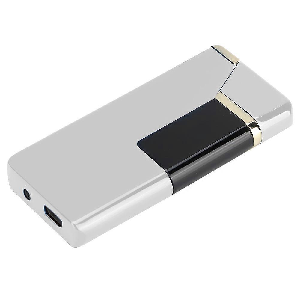 Ultra Thin Double Arc Pulse Charging Lighter for Men - Unique Silver Cigarette Lighter Gift