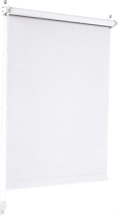 Blackout curtains, no drilling required, 30 cm x 130 cm, white, opaque roller blind, suitable for windows and doors, with or without drill fixing, inc