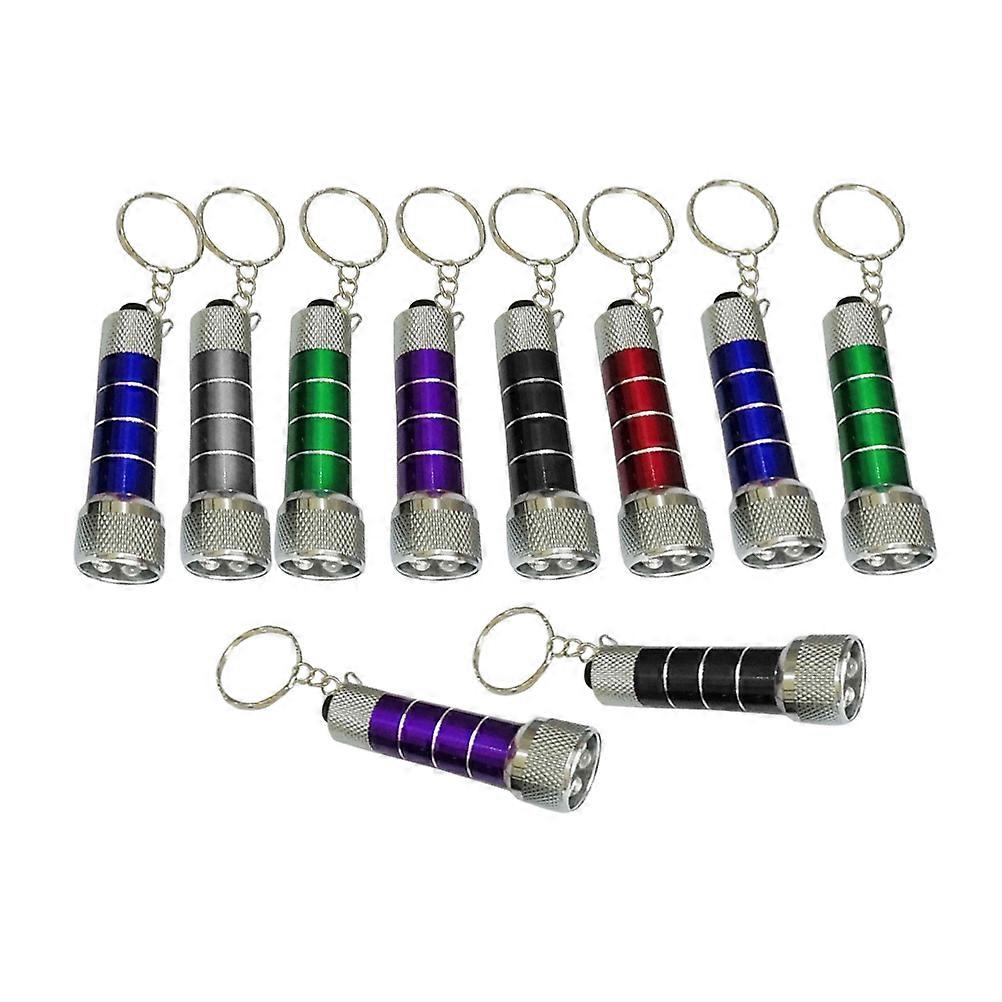 10pcs Mini Flashlight Creative 5 LED Powerful Flashlight Keyring Torch Keychain for Kids Random Color