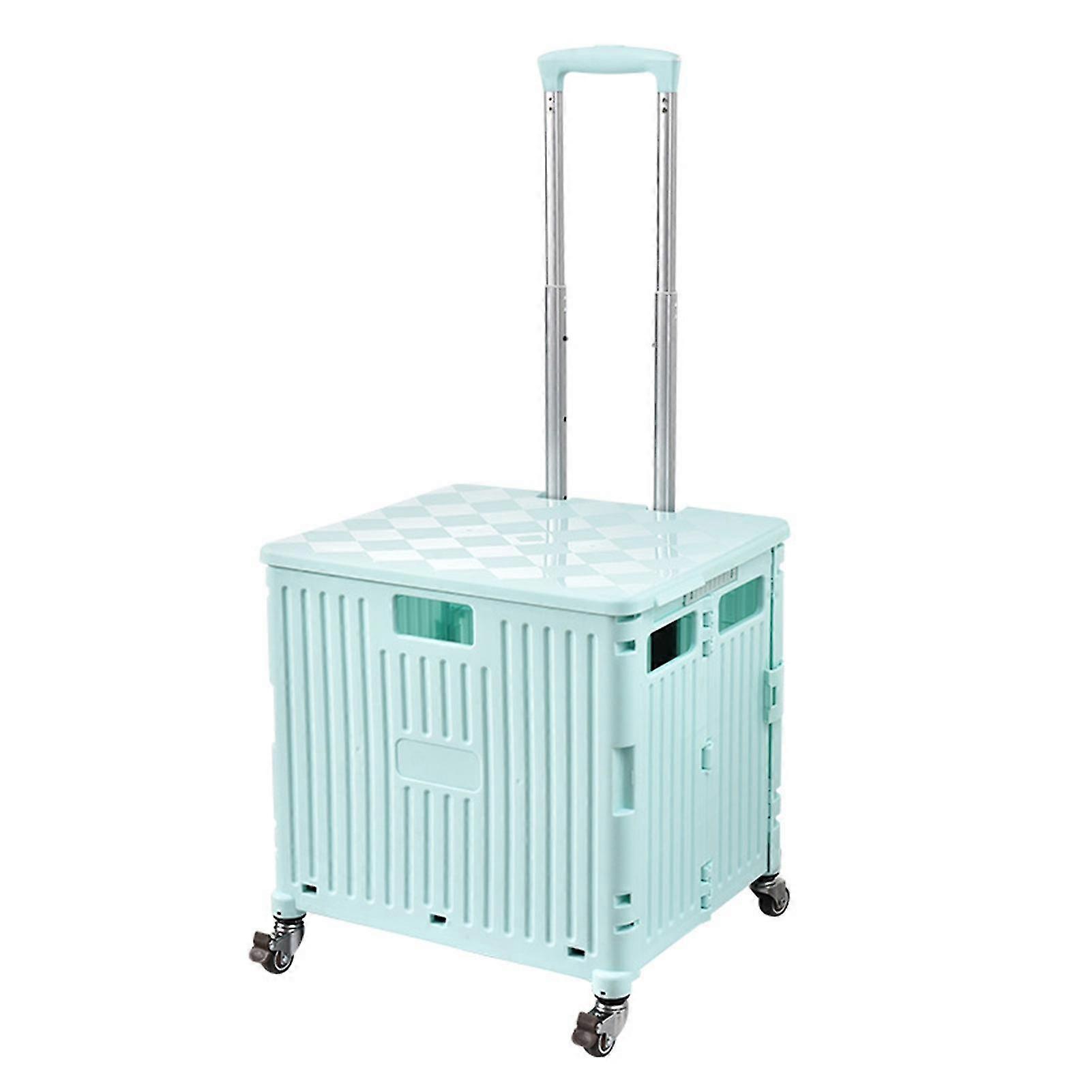Blue Adjustable Portable Foldable Shopping Cart with Wheels