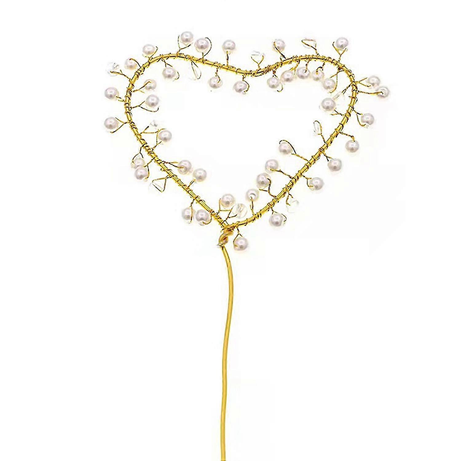 Cake Topper Stylish Exquisite Metal Heart Shape Visual Effect Cake Decor for Home