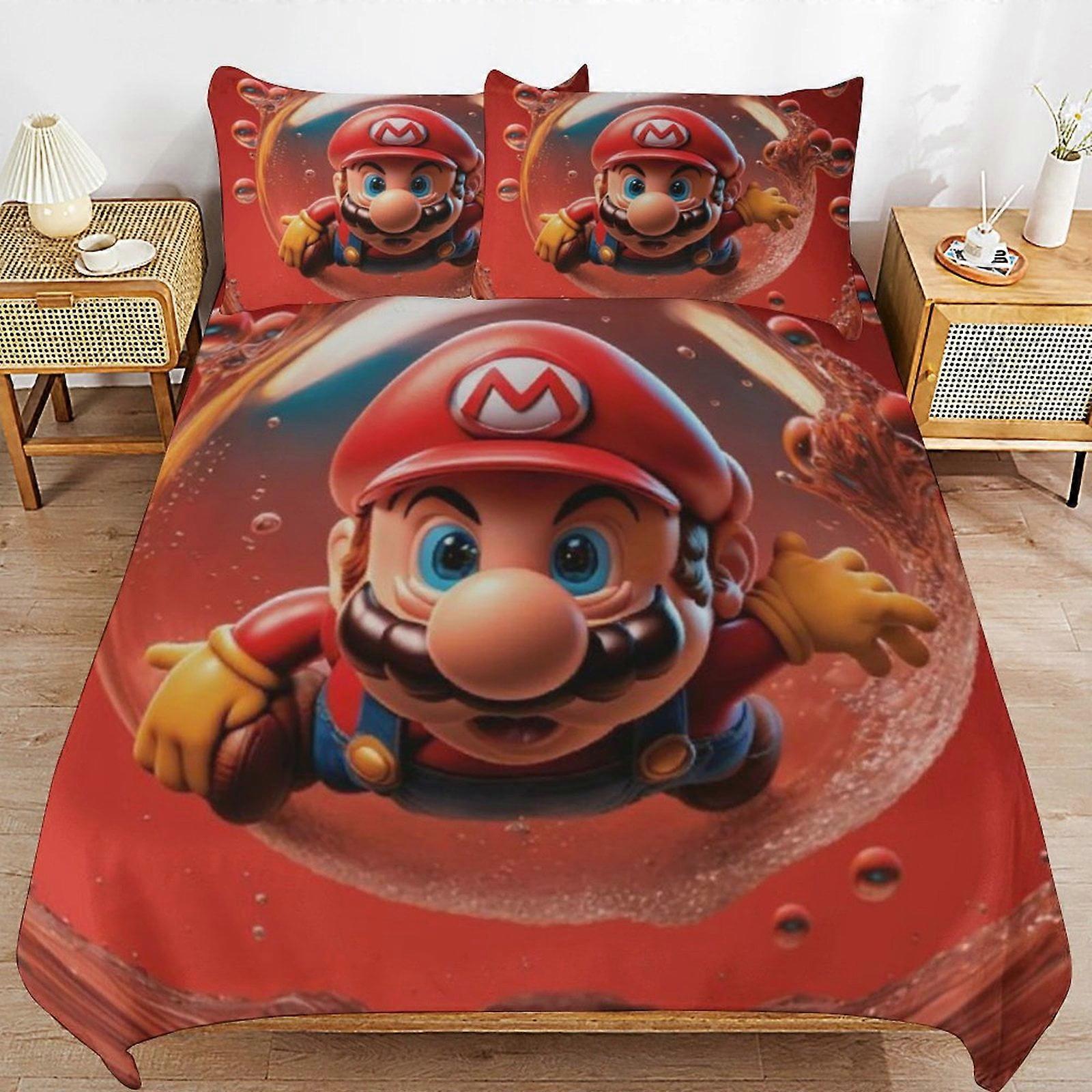 Bedding set JP225 Super Mario 3-Piece Comforter,Super Mario Bedding Set, Soft Microfiber Duvet Cover Set with Zipper Closure TH225