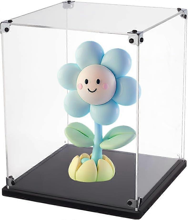 Helmet Display Case 7.9x7.9x9.8inches Acrylic Clear Display Case for Helmet Model with Black Base Assemble Dustproof Display Box Showcase for Collecti