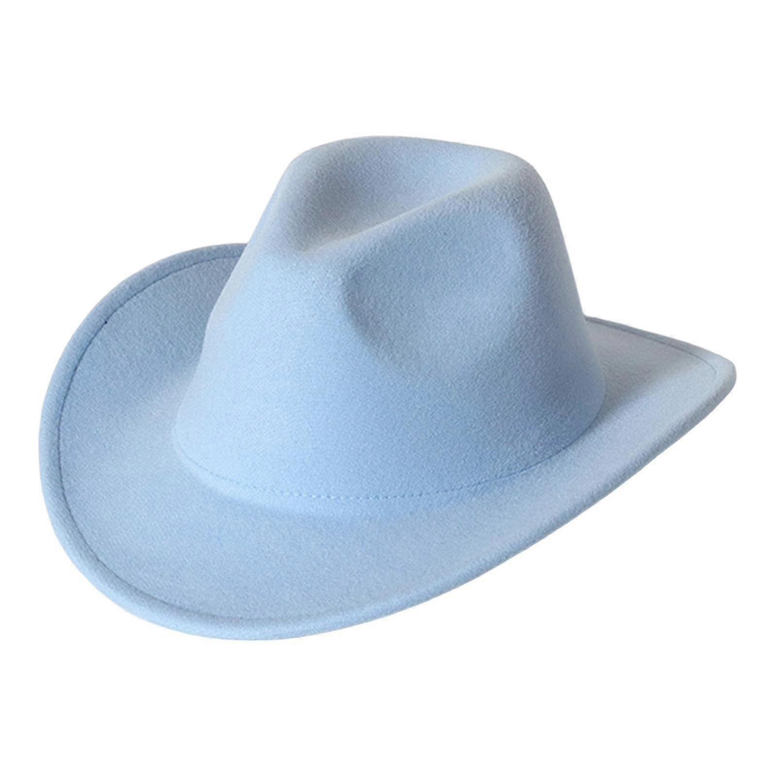 Cowboy Hat Solid Color Wild Unisex Anti-pilling Comfortable Costume Party Accessories Felt Roll Up Brim Cowgirl Hat For Outdoor