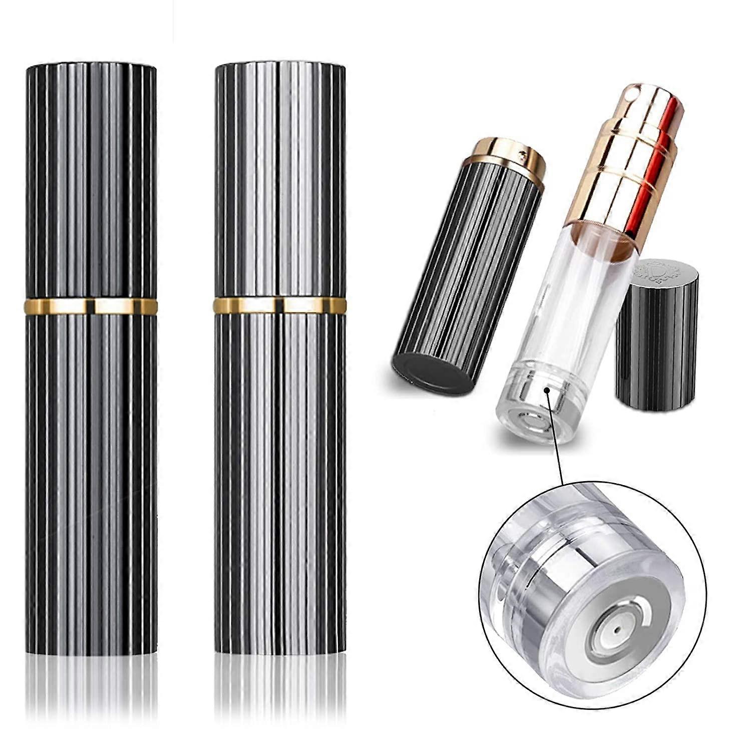 Travel Atomizer Mini Refillable Empty Spray Perfume Bottle 5ml Gray+Black Portable