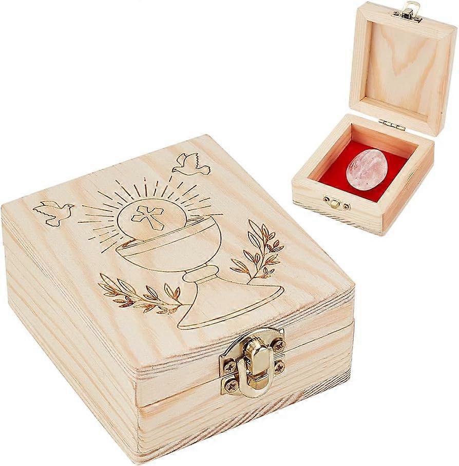 Wood Jewelry Box with Front Clasp and Fabric for Arts Hobbies and Home Storage Rectangle Blanched Almond 9x7.1x3.5cm