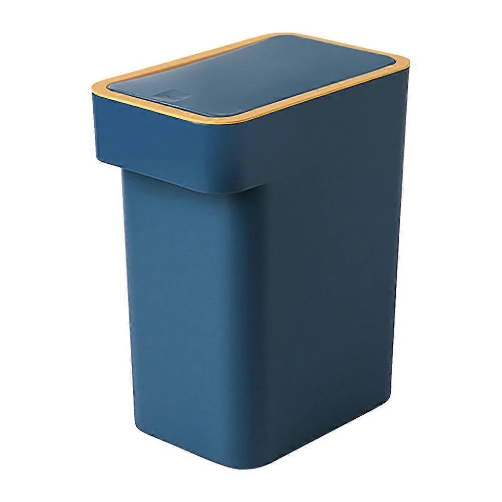 1PC Press Type Trash Can Household Cover Garbage Can with Cover (Blue)