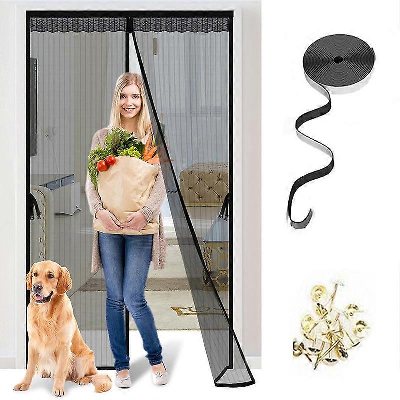 Retractable Magnetic Screen Door Mesh, Magnets Self Closing Keeps Bugs Out