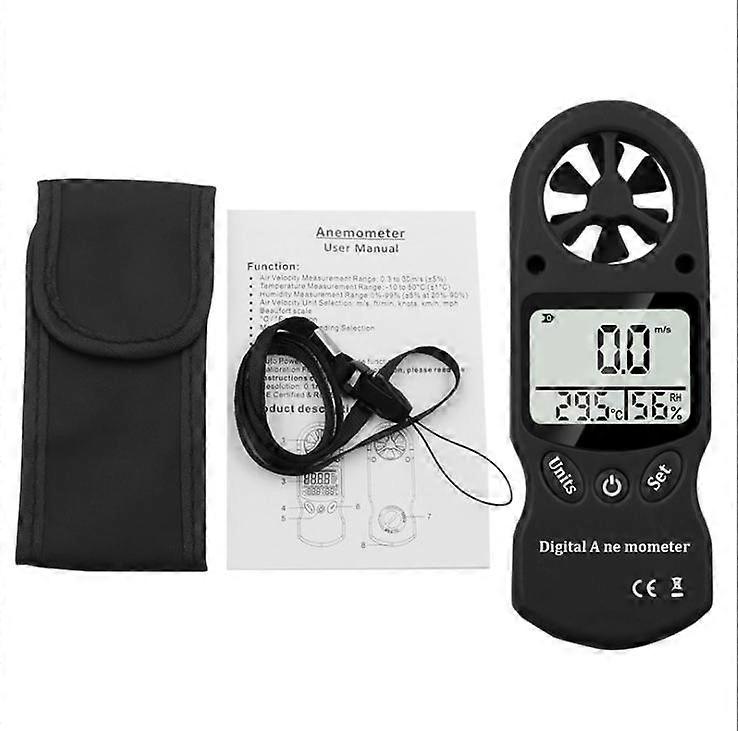 Mini handheld anemometer, thermometer and hygrometer, LCD digital screen display