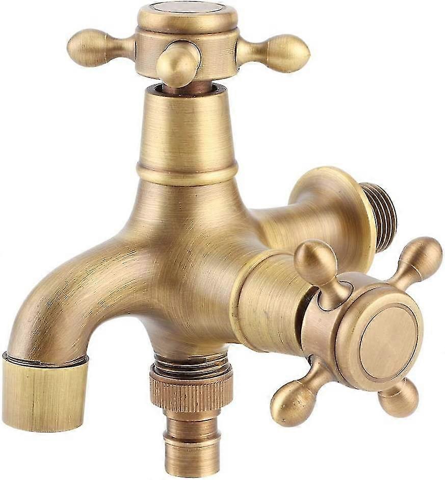 Washing Machine Faucet Outdoor Faucet Dual-use Water Faucet 1 Inlet 2 Outlet Copper Electroplating Faucet Washing Machine Faucet Waterproof Faucet For