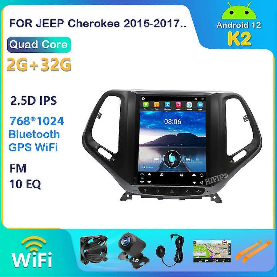 Android Tesla Style Car GPS Navigation For JEEP Cherokee 2015-2017 Auto Radio Stereo Multimedia Player With BT WiFi Mirror Link