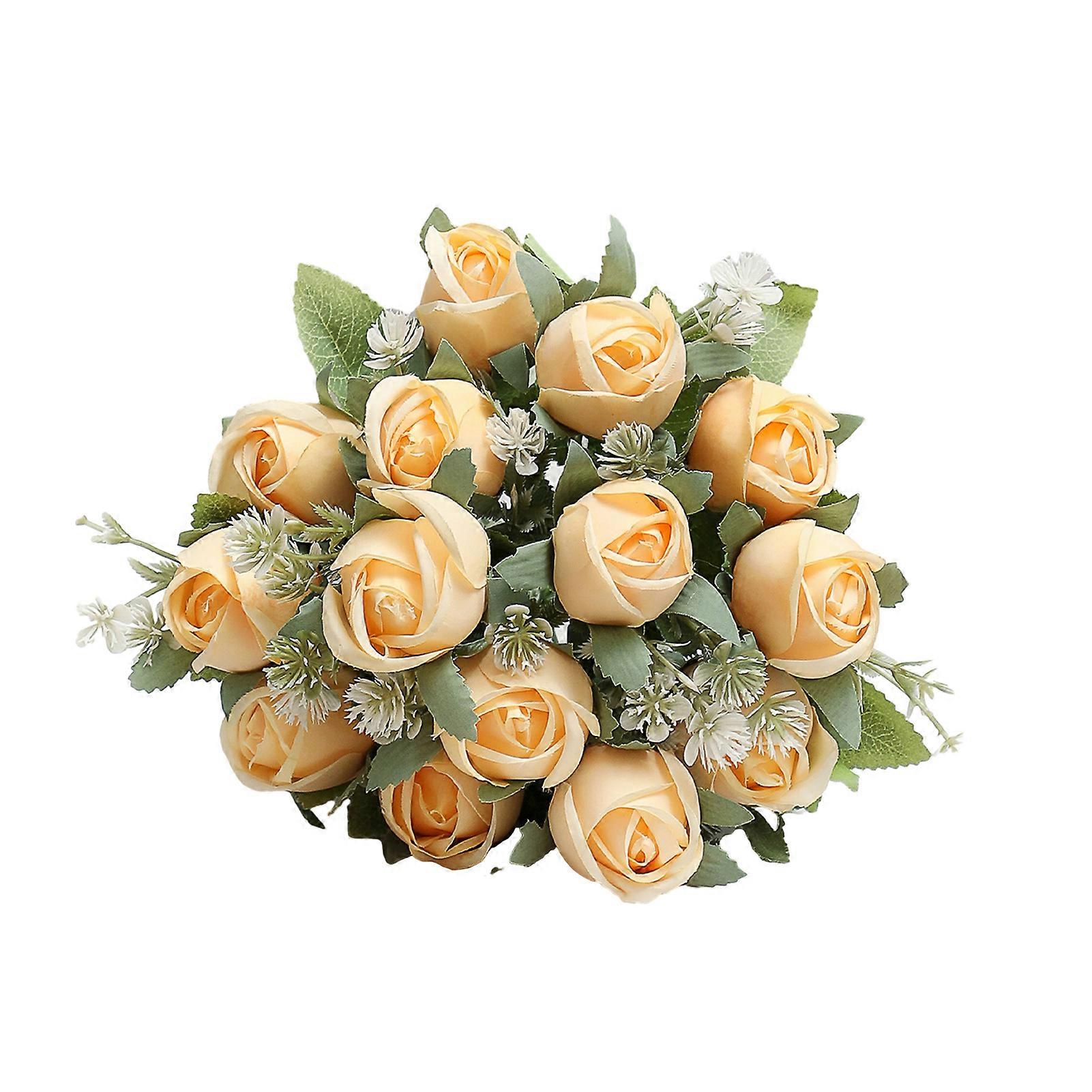 Artificial Rose Bouquet Exquisite Lifelike Easy to Care Non-fading Decoration Multi-purpose Plastic Flower Branches Jikaixiang
