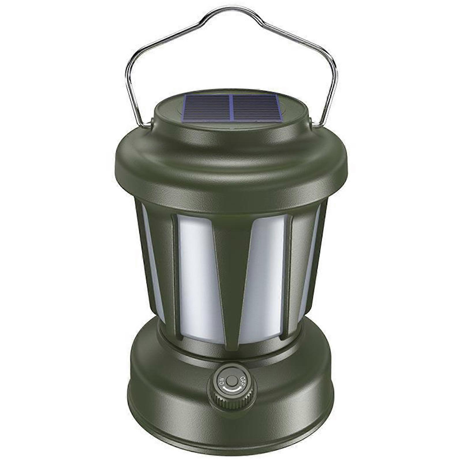 Multifunctional LED Camping Lantern with Handle Portable Tent Lamp Patio Hanging Solar Light with 3 Light Modes Type-C Charging Flashlight Outdoor Wor