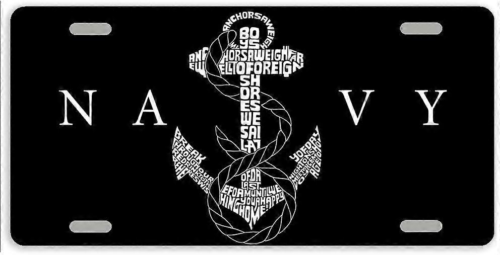 Placa de Licença de Placa de Licença de Placa de Carro de Metal Âncora da Marinha dos EUA com 4 Furos 12 x 6 Polegadas