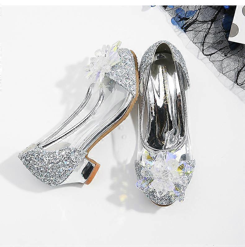 New Girls Walk Show High Heels, Little Girl Performance Crystal Shoes