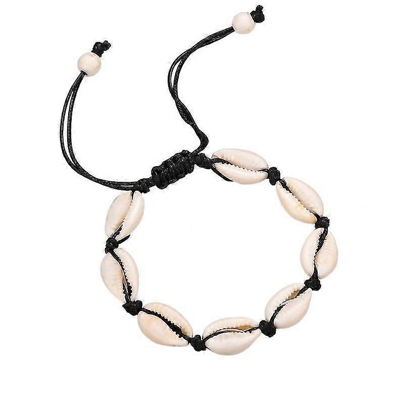 Adjustable Bracelet in White Shell - Black