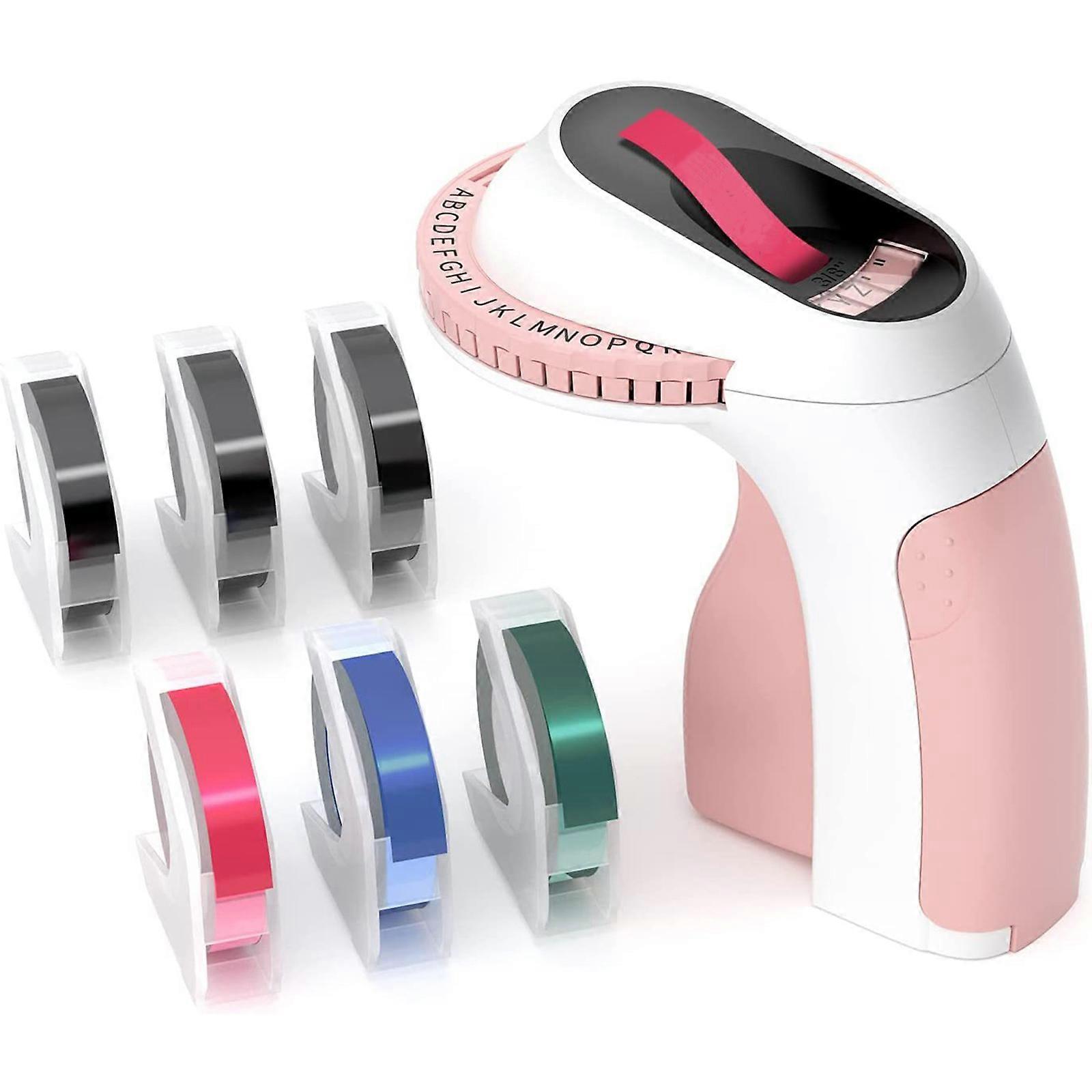 Labelprinter E975 Etiketteerapparaat, zelfklevend met 6 rollen embossingtapes, 3D Handheld Labelprinter