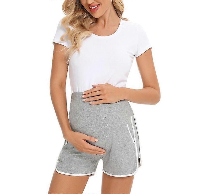 Maternity Pants Solid Strip Splicing Skydda Buken Gravid Kvinna Shorts