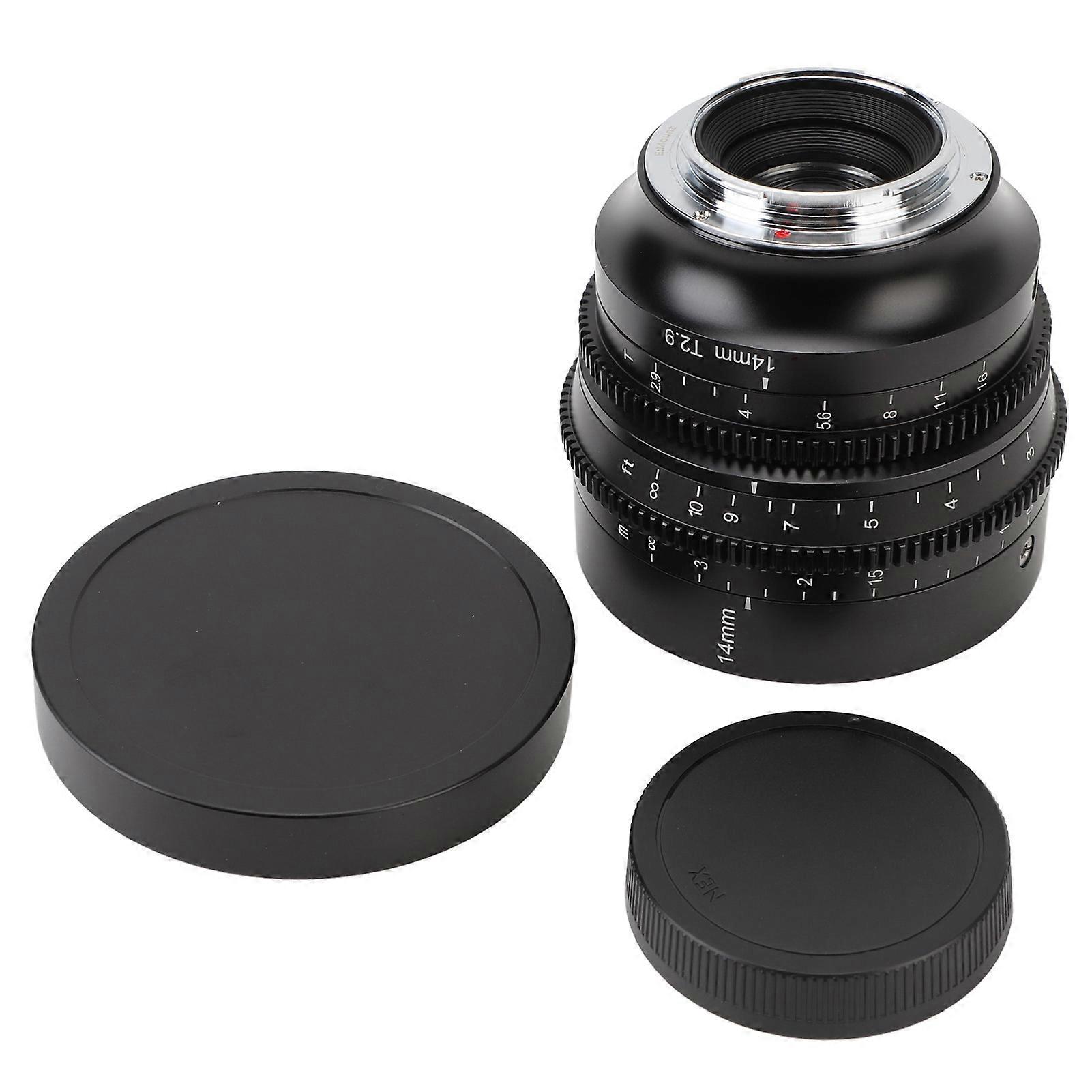 14mm T2.9 Full Frame Cinema Lens 114 Degree Ultra Wide Angle Manual Focus Cinema Lens 270 Degree Focus Stroke E Mount for A7 A7R A7S A7II