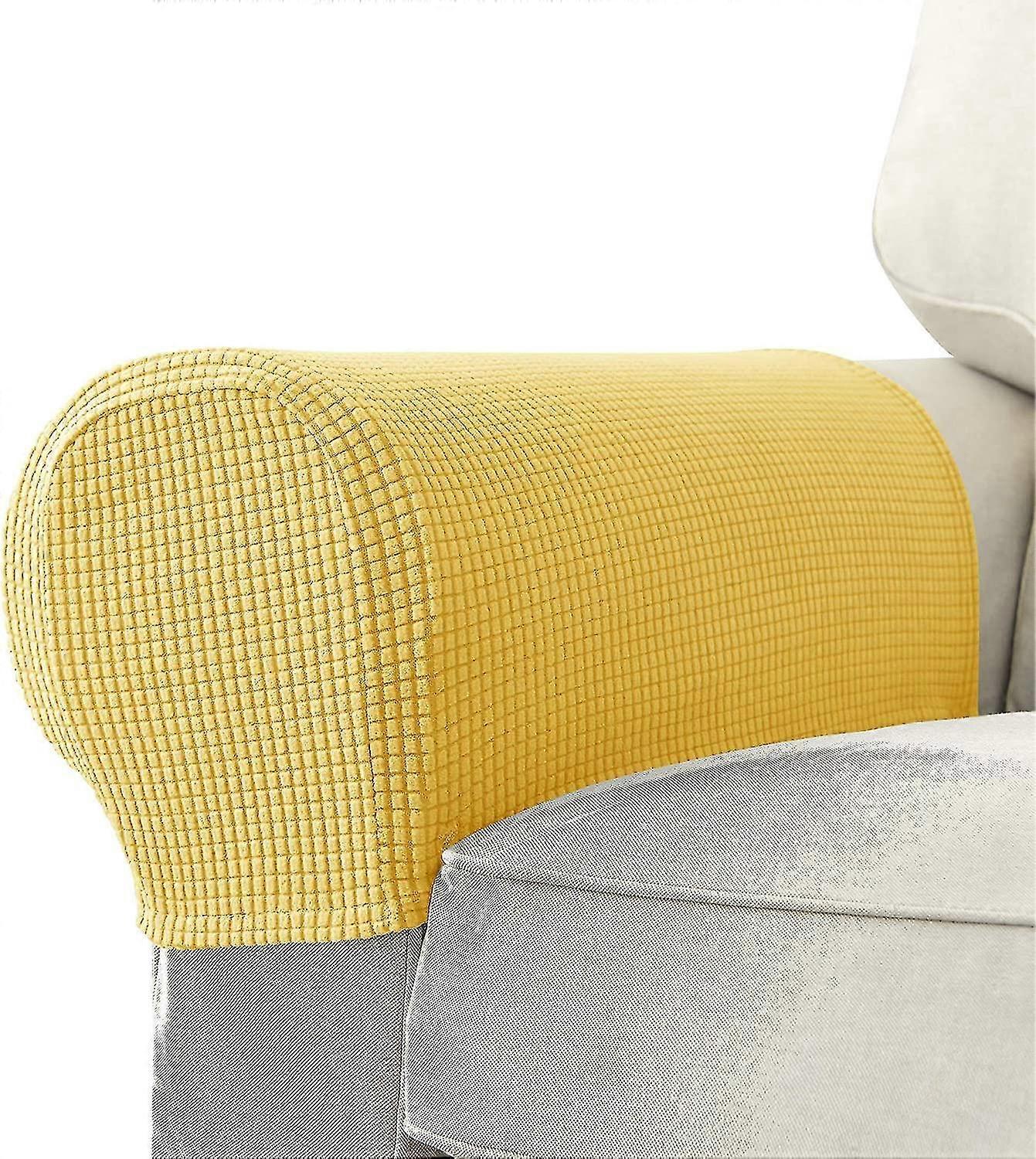 Set med 2 Jacquard Stretch Soffa Fåtölj Armrest Covers