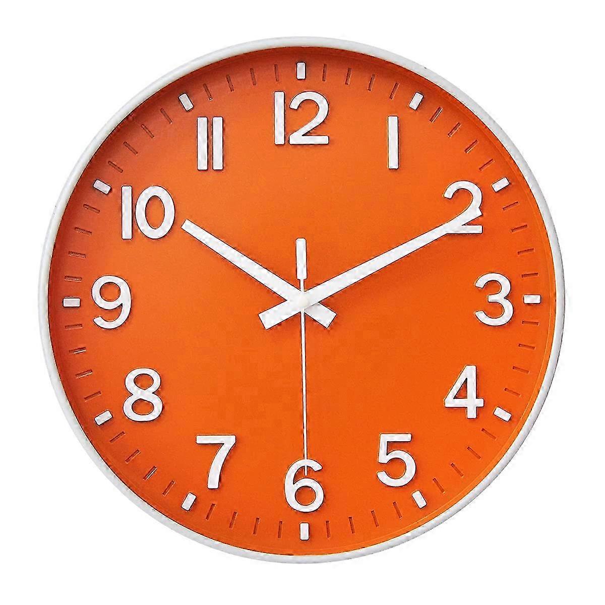 Wall Clock 12 Inch Silent  Clock for Living Room(Orange)