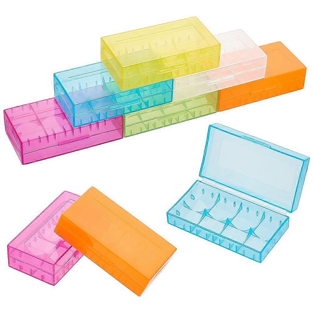 Plastic Battery Storage Box Rectangle Mixed Color 4.25x7.7x2.1cm Inner Size: 3.75x7.3cm  6 colors 4pcs/color 24pcs/set