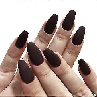 Long Square Finished Nail Tips Super Long False Nails Black Rectangle Nail Tips  Coffee Color