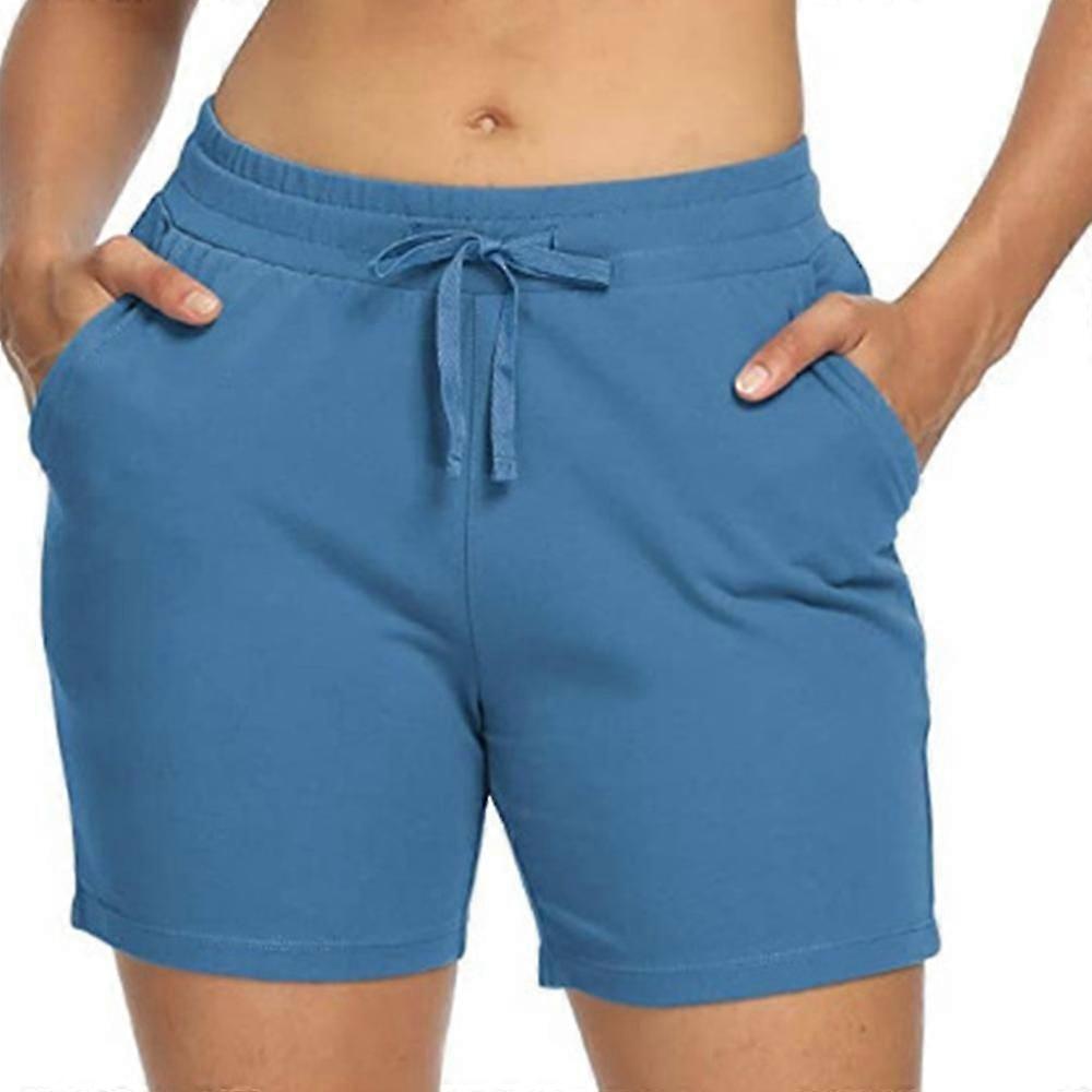 Summer Women's Solid Color Close-fitting Pocket Waist Drawcord Adjustable Shorts
