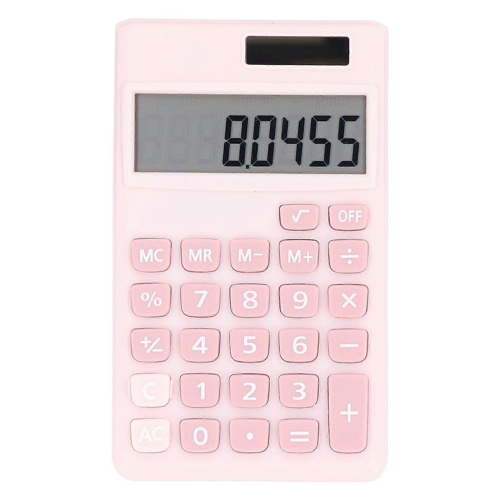 Calculators 8 Digit Solar Battery Dual Power Handheld Pocket Calculator with Large LCD Display Big Sensitive Button Pink