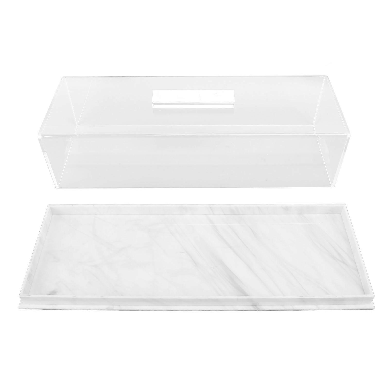 Rectangular Cake Tray Marble Grain Acrylic Multifunctional Dessert Serving Tray with Lid
