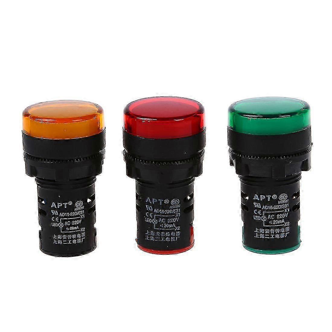 Red, yellow-green light lamp 22 mm LED pilot display panel AC 220 V 3