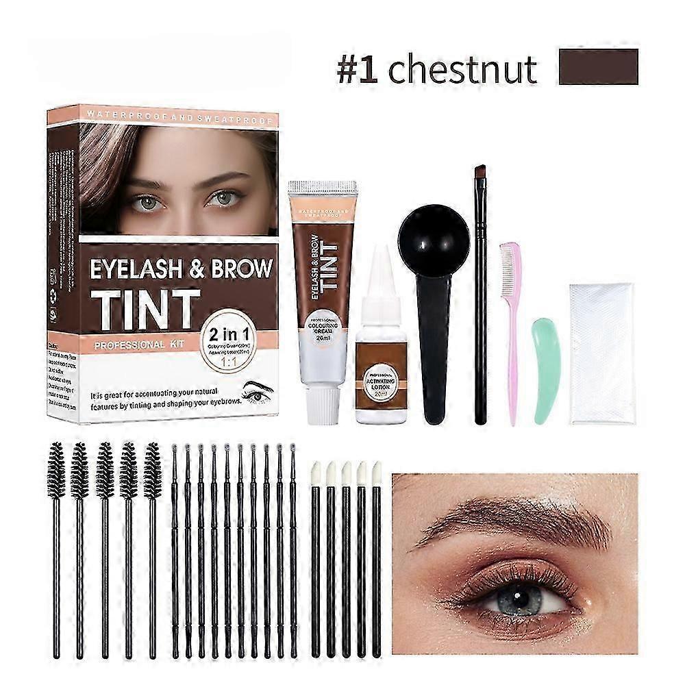 Eyelash and Brow Tint Kit, Natural Volumizing Eyebrow & Eyelash Color Kit, Long-lasting for 4-8 Weeks, Waterproof and Non-fading, DIY Use At Salon Or