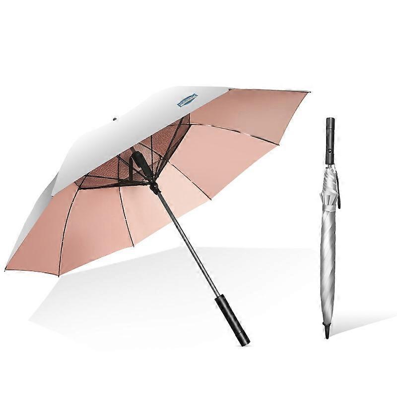 9033 Sun and Rain Dual-purpose Umbrella Multi-function Fan Titanium Silver Glue Sunscreen and UV Protection Long Handle Umbrella
