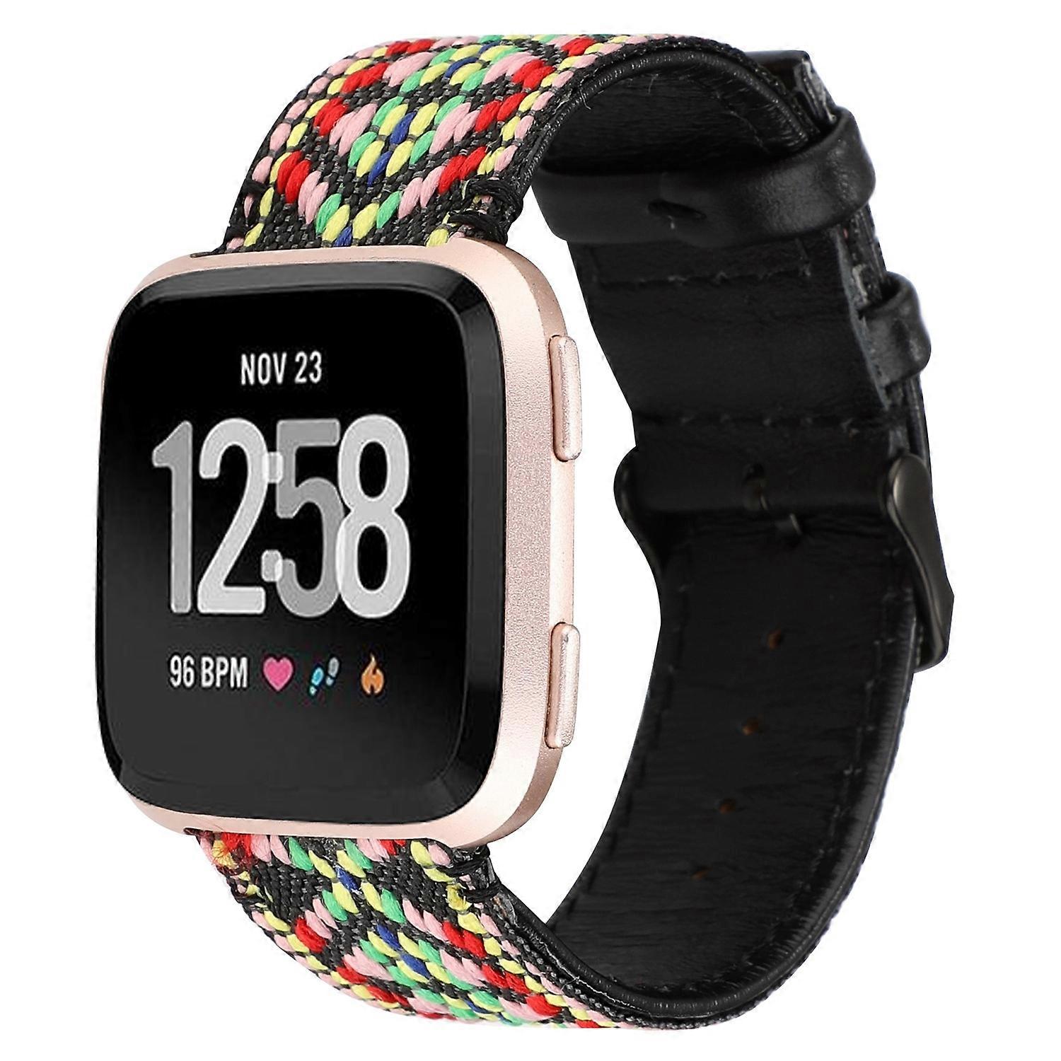 For Fitbit Versa Ethnic Style Leather Watch Band