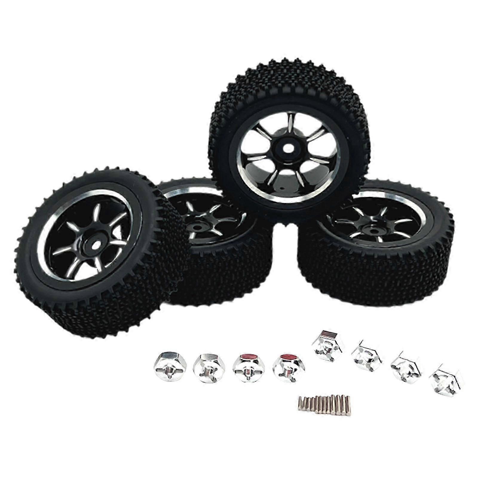 4 Pieces RC Wheels and Tires RC Part for Wltoys 1/14 RC Crawler Car DIY Accs red