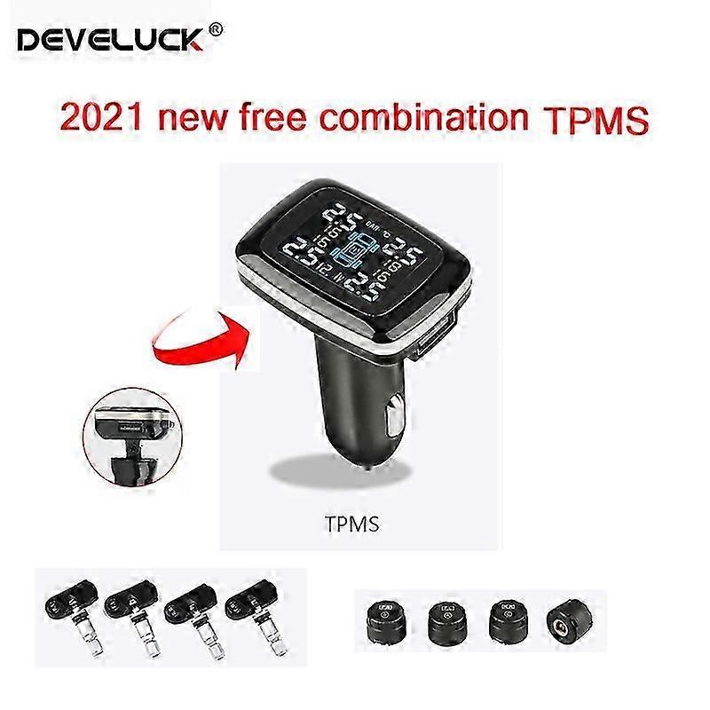 New Angle Transferupgraded Version Of Car Safety Alarm Vehicle Sensors Tire Pressure Cigarette Lighter Digital Usb Port