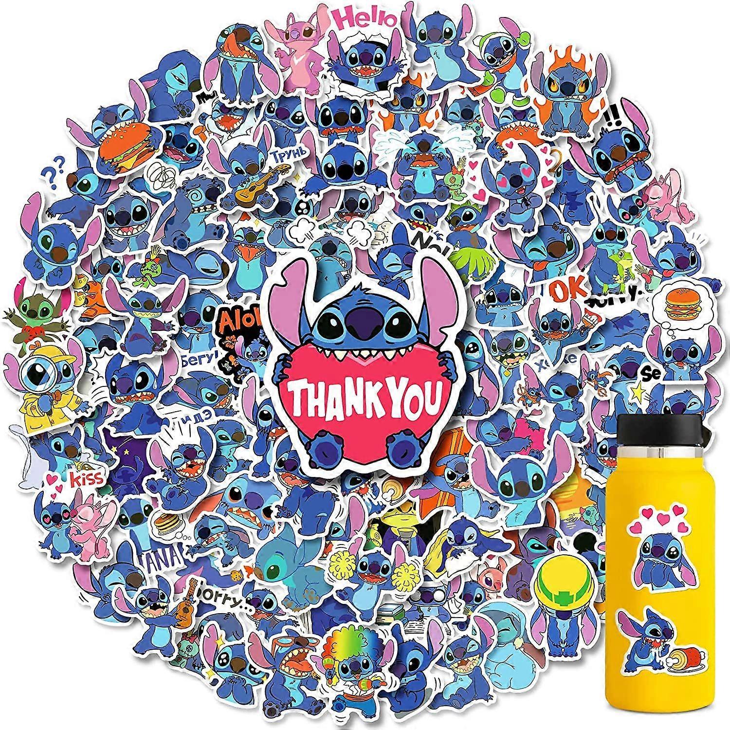 100PCS Stitch Laptop Stickers, Cute Waterproof Vinyl Cartoon Stickers for Water Bottles Tumbler Luggage Skateboard Bumper Scrapbook Mug, Sticker Gift 