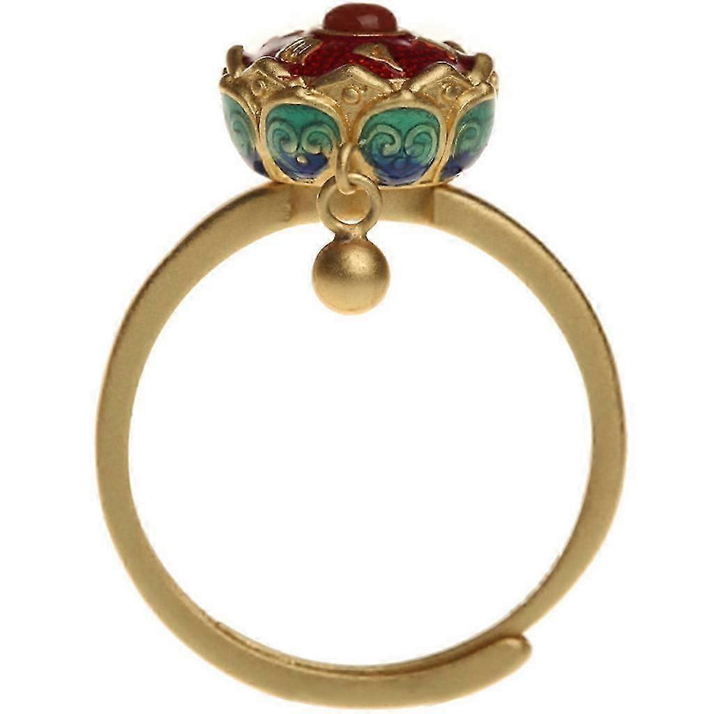 Buddhism Lotus Rotating Ring Adjustable Open Finger Ring for Good Luck Prayer