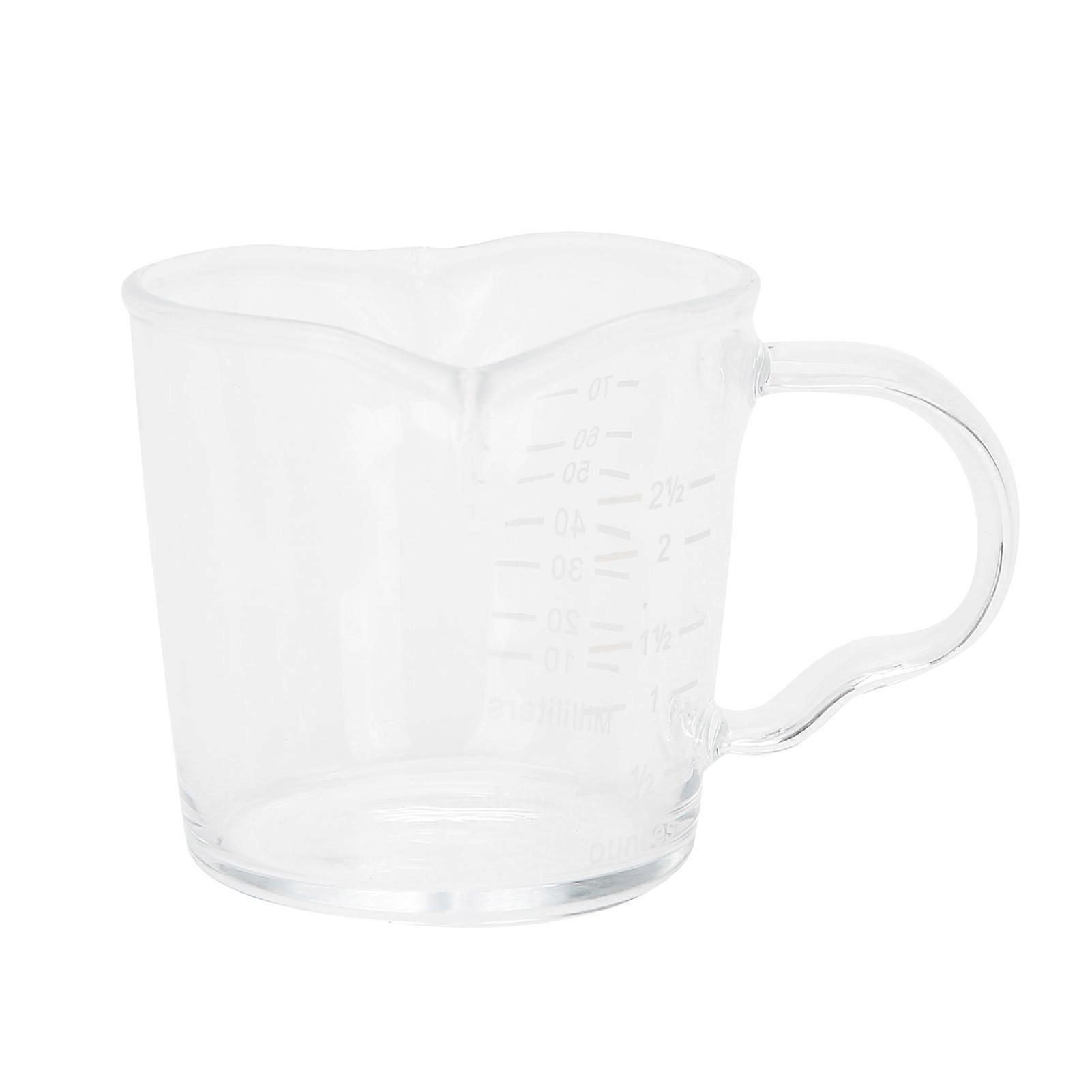 Coffee Cup with Double Spouts Scale Hand-Made Borosilicate Glass Measuring Cup 70ml